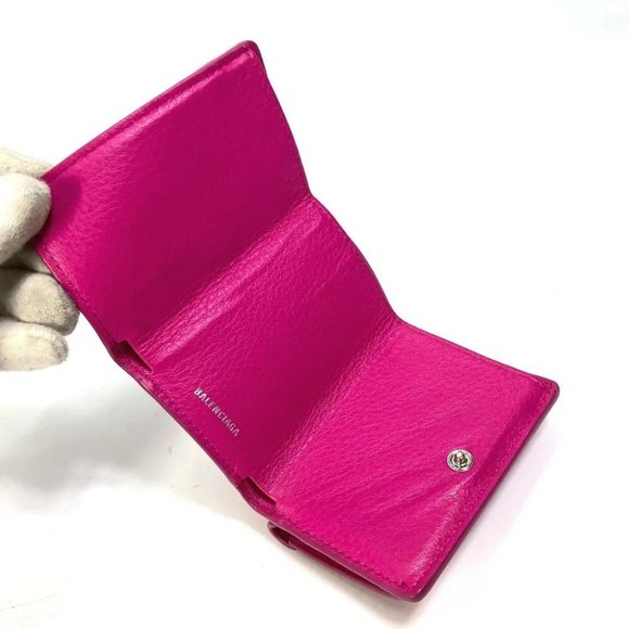 BALENCIAGA logo Paper mini Compact wallet Trifold - Picture 3 of 15